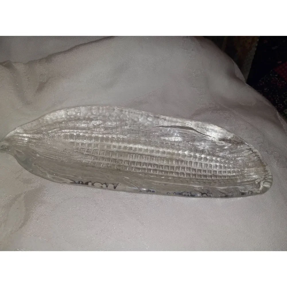 Vintage Crate & Barrel glass cob pattern corn holders set of three